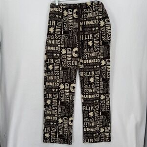 Guinness Mens Fleece Pajama Pants Large Brown Cream Dublin Stout Lounge Bottoms
